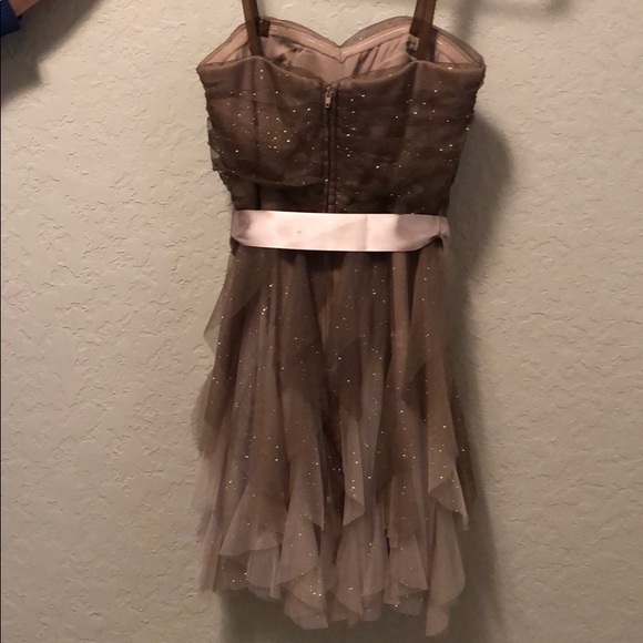 Brown defused to tan mini dress worn for hoco - Picture 2 of 4